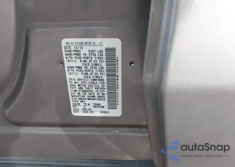 2011 Nissan Murano Sl из США, поврежденный, VIN JN8AZ1MW5BW156859